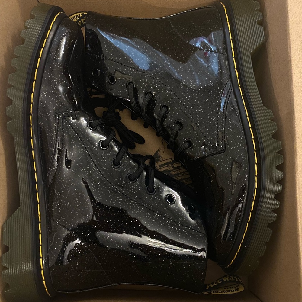 Unworn black glitter Dr. Martens